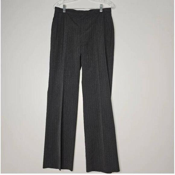 Club Monaco Charcoal Grey Pinstriped Wide-Leg Trousers Size 8 - Picture 1 of 8